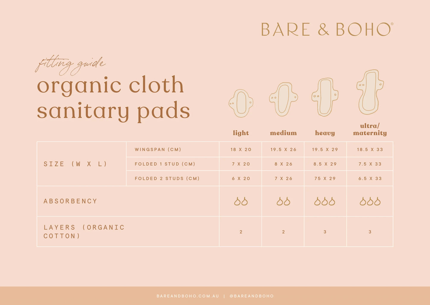 Bare and Boho Cloth Pads - Light